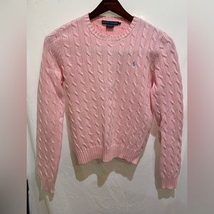 Ralph Lauren Pink 100% Cotton Cable Knit Sweater - L